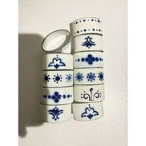 11 Vintage Ikea Heder Blue White Enamel Napkin Rings Katarina Brieditis Design H